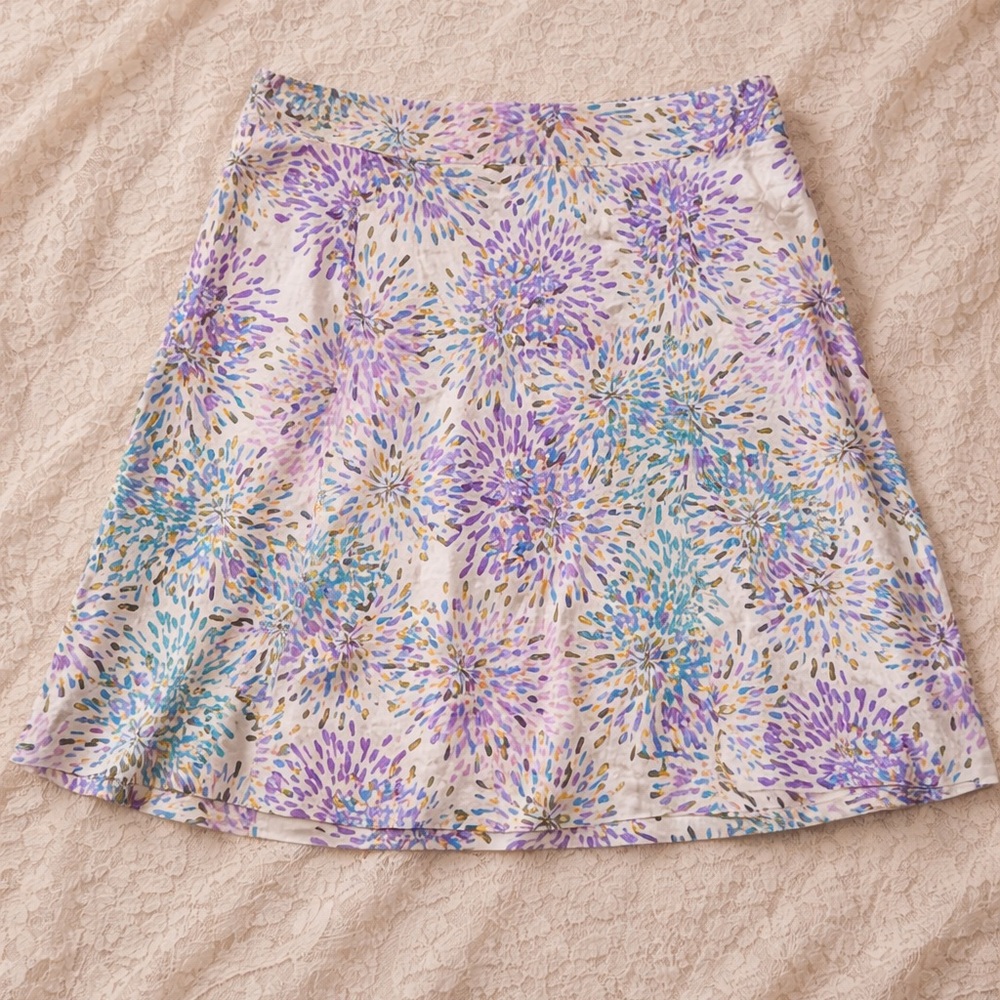 Lane Bryant A-Line Skirt with Purple and Blue Floral Design Pastel Spin